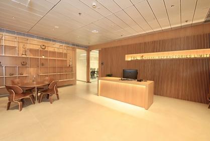 Admin desk at Tata Refractories Limited corporate office, Kolkata, India designed and constructed by Karani Group, Professional Interior Decorators in Dubai UAE